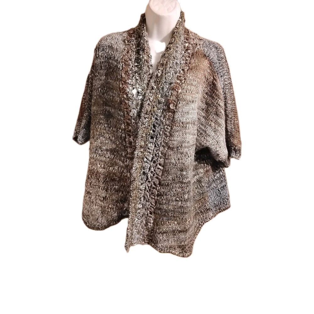 Fever Women's XL Open Front Cardigan Sweater Multicolor Open Knit Boho